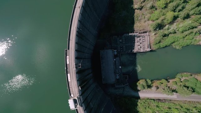 Overhead Water Dam Aerial Angle