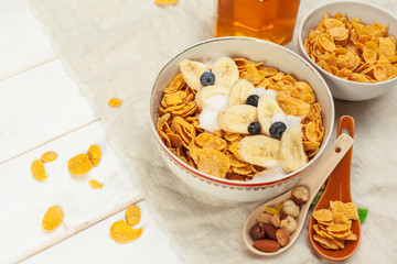 healthy breakfast with flakes