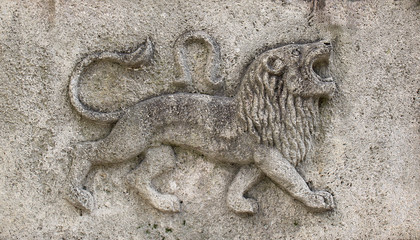 Zondiac - Lion , a stone relief