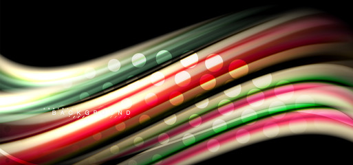 Multicolored wave lines on black background design