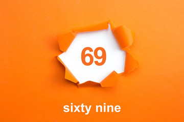 Number 69 - Number written text sixty nine