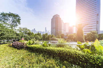 Fototapeta premium modern building and beautiful park, china.