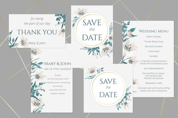 Wedding cards with white lilies