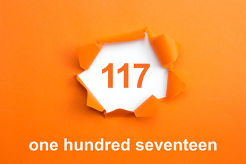 Number 117 - Number written text one hundred seventeen
