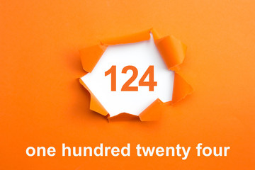 Number 124 - Number written text one hundred twenty four
