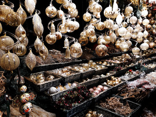 Vienna, Austria - December 16, 2017: Christmas decorations on the market