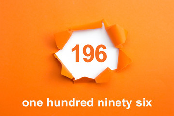 Number 196 - Number written text one hundred ninety six
