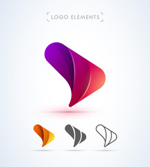 Vector abstract airplane wing logo template. Twisted play button icon