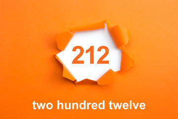Number 212 - Number written text two hundred twelve