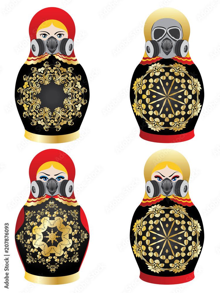 Wall mural Matryoshka in respirator