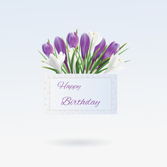 Print birthday greeting card with flowers