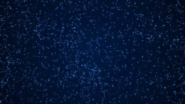 Glittering Blue Particle Background. Universe blue dust with stars on black background.
