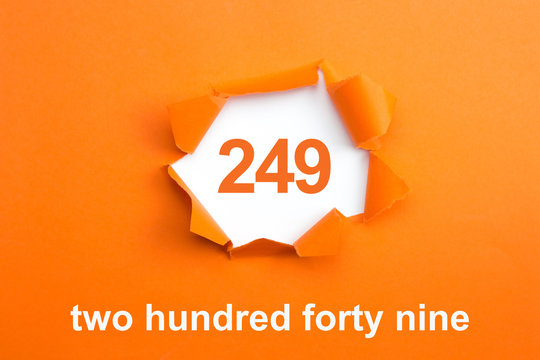 Number 249 - Number written text two hundred forty nine