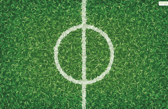 Soccer football field background with center line area. Vector.