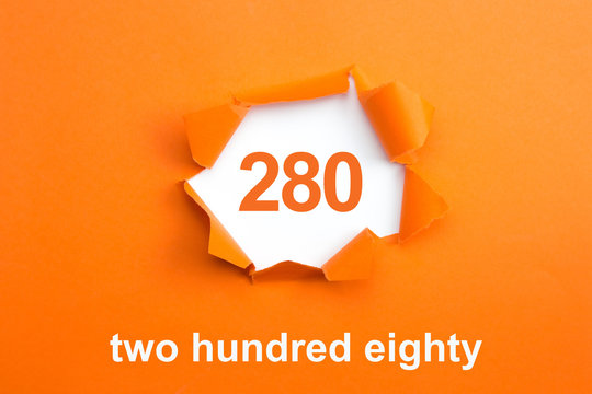 Number 280 - Number written text two hundred eighty