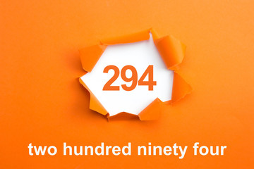 Number 294 - Number written text two hundred ninety four