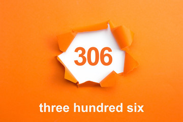 Number 306 - Number written text three hundred six