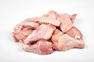 Raw chicken wings isolated on white background
