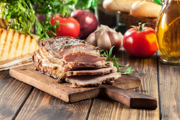 Baked pork belly or bacon