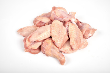 Raw chicken wings isolated on white background