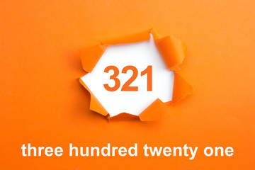 Number 321 - Number written text three hundred twenty one