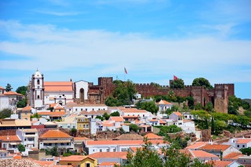 Fototapeta na wymiar View of the town with the castle and cathedral to the rear, Silves, Portugal.