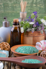 SPA accessories for massage in a composition on a light background