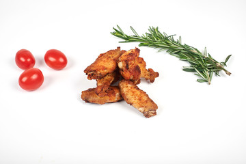 barbecue chicken wings on white background