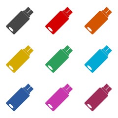 Usb flash memory icon, color icons set