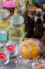 SPA accessories for massage in a composition on a light background