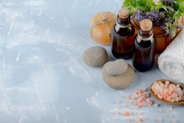 SPA accessories for massage in a composition on a light background