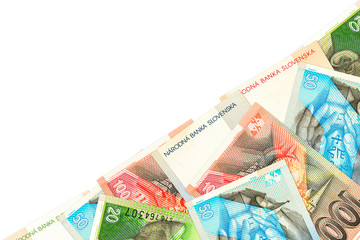 some slovak koruna banknotes with copyspace