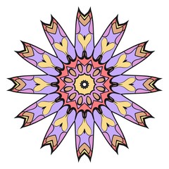 Floral Geometric Pattern with hand-drawing Mandala. Vector illustration. For fabric, textile, bandana, scarg, print.