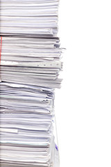 Stack of business document papers  isolated on white background