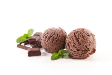 chocolate ice cream ball isolated on white background