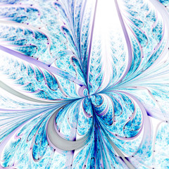 Light blue fractal flower, digital artwork for creative graphic design
