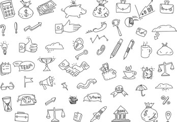 Set of business decorative objects isolated on white.