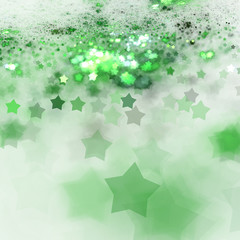 Green star shaped fractal bokeh, digital artwork for creative graphic design