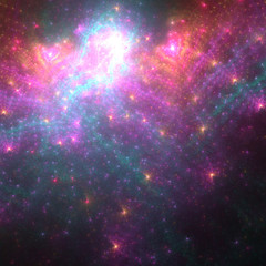 Dark colorful fractal galaxy, digital artwork for creative graphic design