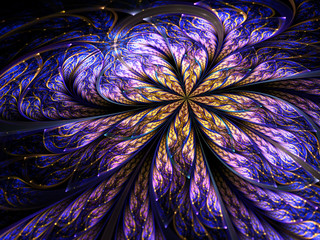Dark fractal flower, digital artwork for creative graphic design - 207882214