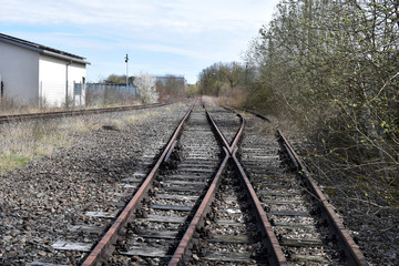 Fototapeta na wymiar two old rusty railroads