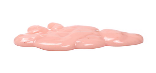 Fruit yogurt puddle, isolated on white background texture