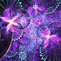Purple fractal flowers, digital artwork for creative graphic design - 207882642