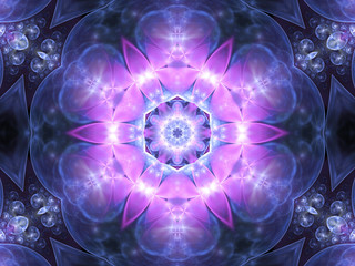 Pink and blue fractal flowers, digital artwork for creative grap - 207882847