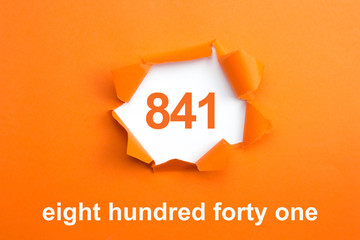 Number 841 - Number written text eight hundred forty one