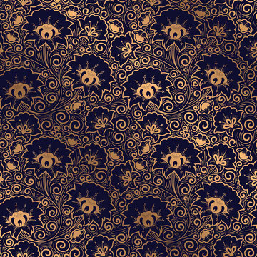 Luxury background vector. Floral royal pattern seamless. Golden design for yoga wallpaper, beauty spa salon ornament, indian wedding party, birthday wrapping paper, bridal, holiday birthday gift.