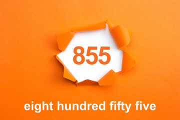 Number 855 - Number written text eight hundred fifty five