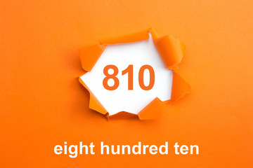 Number 810 - Number written text eight hundred ten