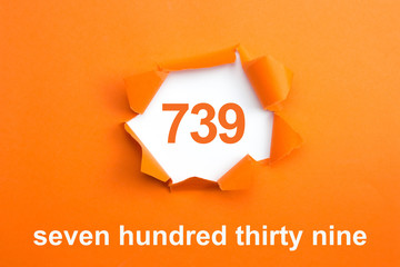 Number 739 - Number written text seven hundred thirty nine