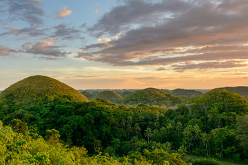 Chocolate hills at sunset, Bohol, Philippines